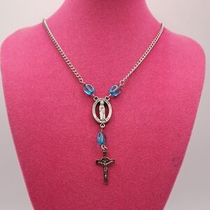 Vintage St Peregrine Silver Tone Necklace